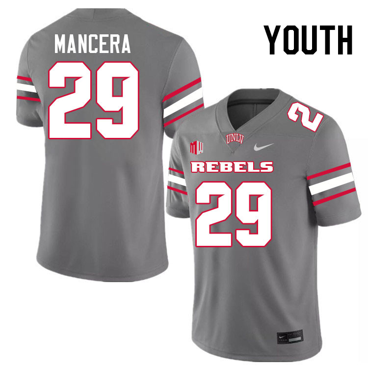 Youth #29 Isaac Mancera UNLV Rebels College Football Jerseys Stitched-Grey